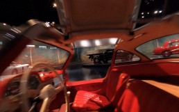 Standbild aus dem neuen Drohnenfilm des Mercedes-Benz Museums, Mai 2020. Flug durchs Innere des Mercedes-Benz 300 SL „Gullwing“ (W 198) im Raum Mythos 4: Wunderjahre – Form und Vielfalt, 1945 bis 1960.