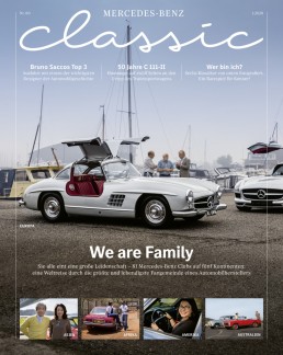 Mercedes-Benz Classic Magazin 1/2020, Titelseitenfoto der deutschen Ausgabe.