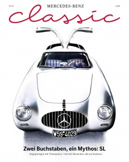 Mercedes-Benz Classic Magazin 1/2021, Titelseite der deutschsprachigen Ausgabe.