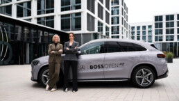 Christina Schenck empfängt Andrea Petković als neue Mercedes-Benz Markenbotschafterin anlässlich der BOSS OPEN in Stuttgart.