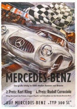 Mille Miglia 1952. Rennplakat von Mercedes-Benz. (Fotosignatur der Archive von Mercedes-Benz Classic: 00012173)